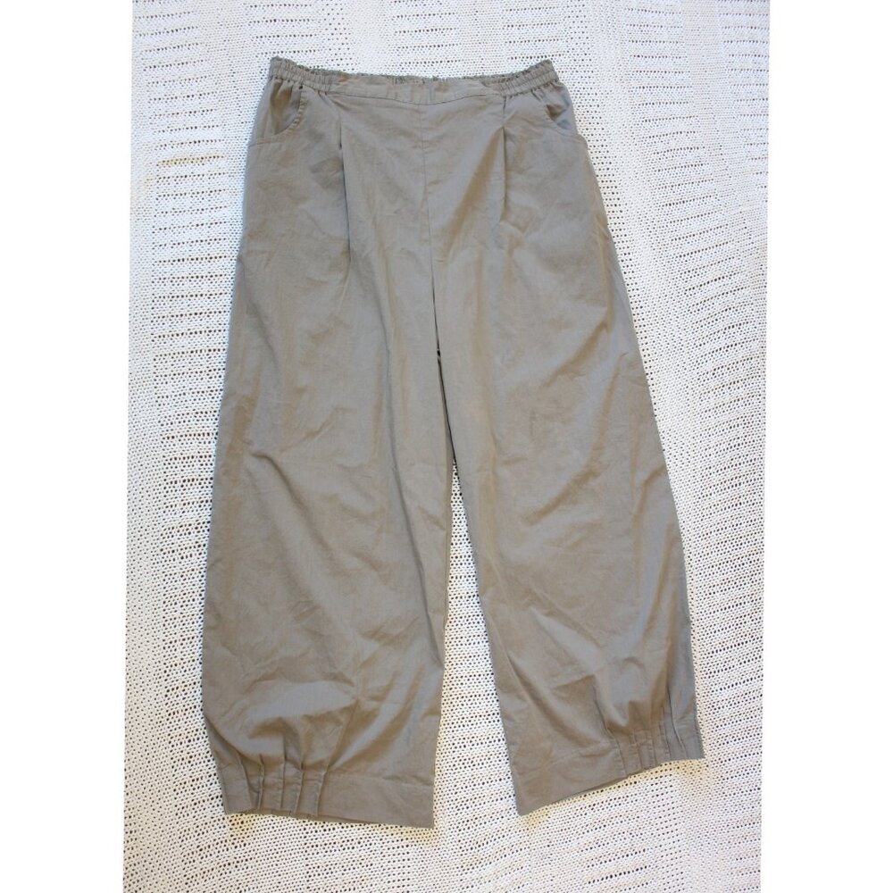 Blanque Wide Leg Ankle Pants Size 2/Large Lagenlook pleated hem Pull on Baggy